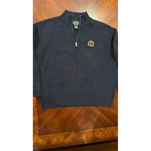Ralph Lauren LRL Green Label Sweater half-zip navy crest 100% cotton Sz L Petite